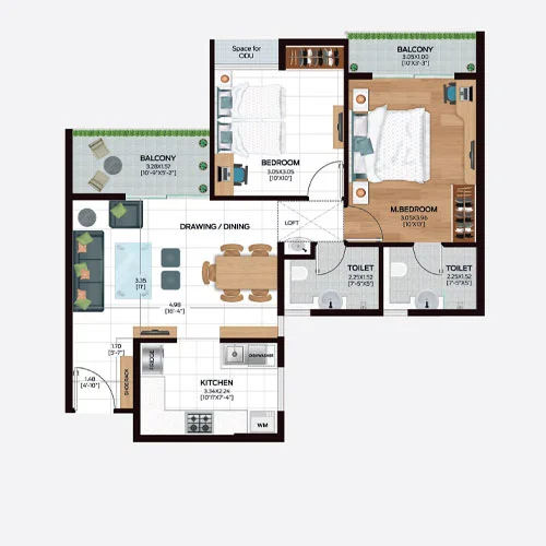 Ashiana Malhar Hinjewadi 2 BHK Floor Plan Image