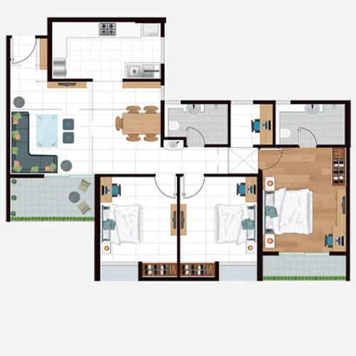 Ashiana Malhar Hinjewadi 3 BHK Floor Plan Image